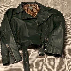 Evergreen colored leather jacket
